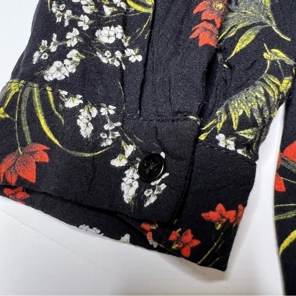 Zara La Fleur Floral Black Mini Shirt Dress Size Small - Picture 8 of 9